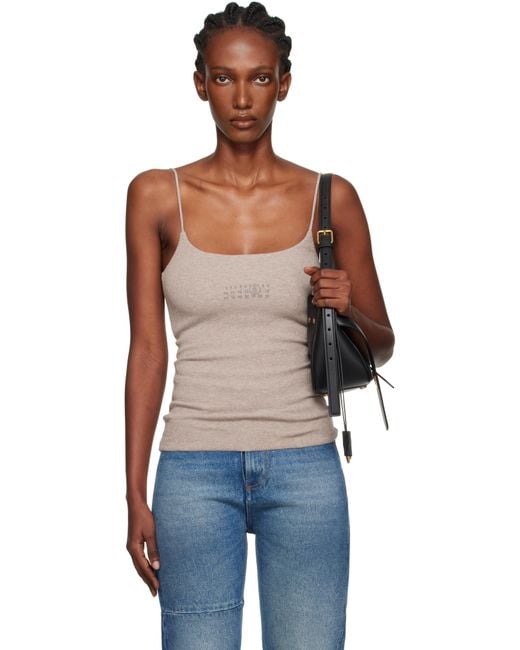 MM6 by Maison Margiela Black Taupe Lycra Jersey Tank Top
