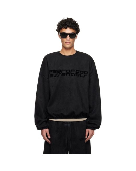 Fear Of God Black Holiday Modern Crewneck Faux-Suede Sweatshirt for men