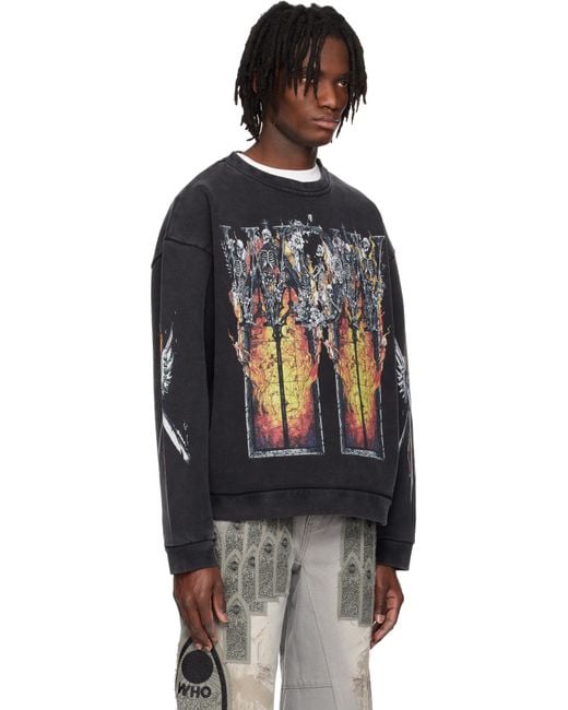 Who Decides War Black Ember Chapel Crewneck Sweatshirt for men