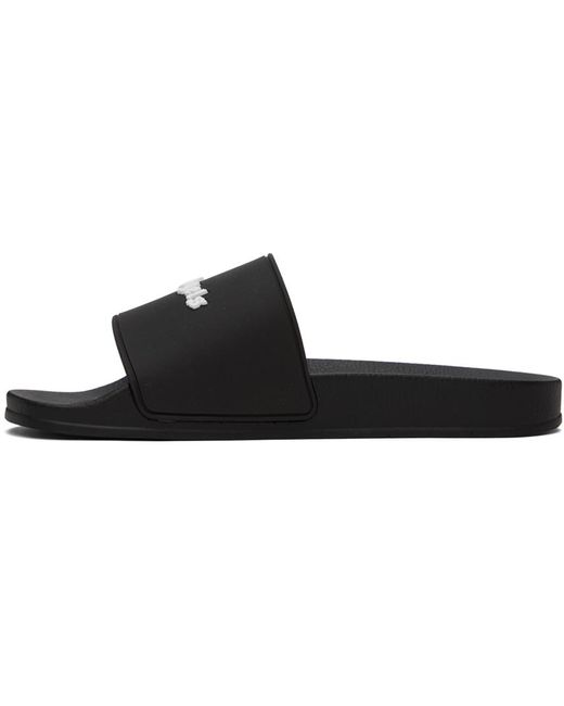 Palm Angels Black New Logo Pool Slides Lyst