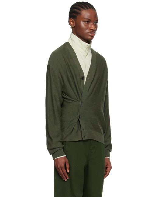Lemaire Green Twisted Cardigan for men