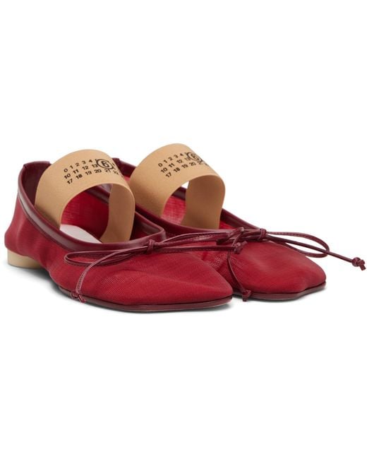 MM6 by Maison Margiela Red Anatomic Numeric Ballerina Flats