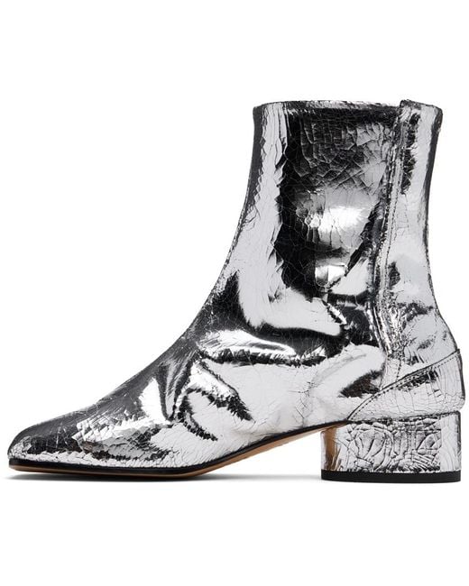 Maison Margiela Black Cracked Calfskin Tabi Ankle Boots