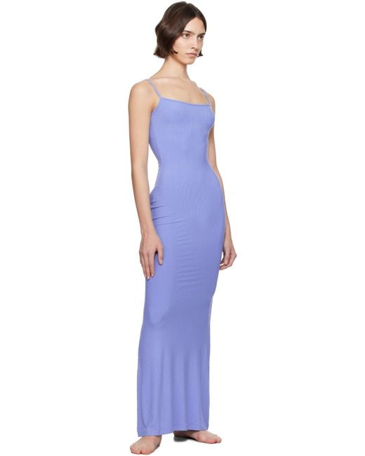 Skims Blue Soft Lounge Long Slip Dress