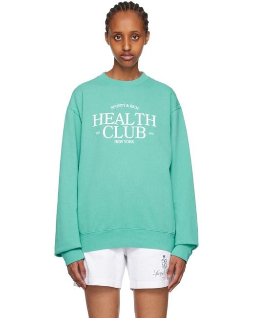 Sporty & Rich Green Blue 'health Club' Sweatshirt