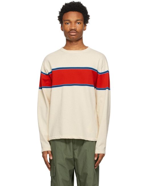 Jil Sander Multicolor Beige Striped Sweater for men