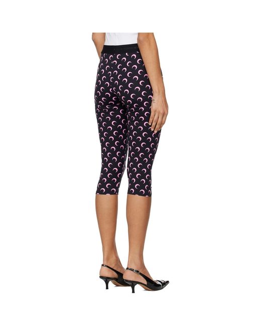 MARINE SERRE Black Recycled Moon Jersey Capri Leggings