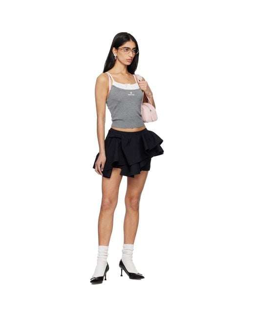 ShuShu/Tong Black Patchwork Knit Sling Camisole