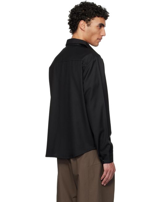 メンズ J EONGL I ブラック ツイル ダーツ シャツ Black