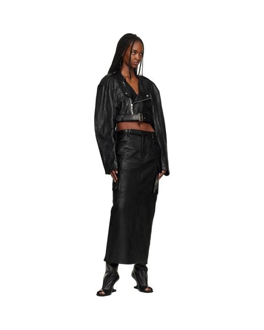Rick Owens Black Temple Micro Leather Biker Jacket