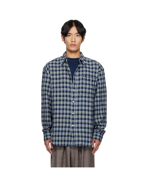 The Elder Statesman Blue Dune Plaid Beach Shirt for men