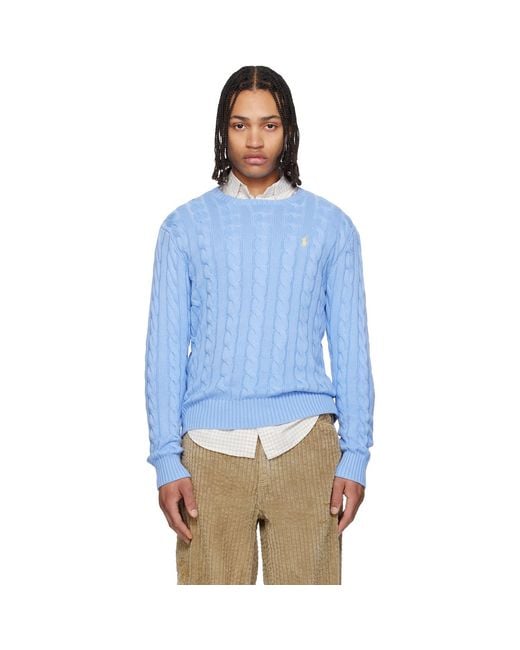 Polo Ralph Lauren Blue Cable-Knit Cotton Sweater for men