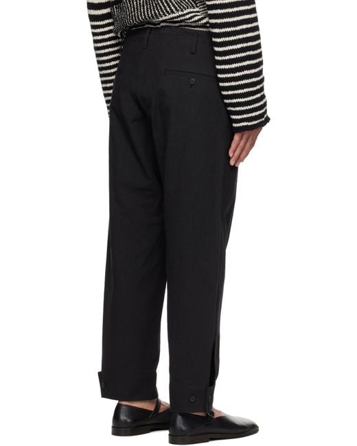 Yohji Yamamoto Black Belted Hem Trousers for men