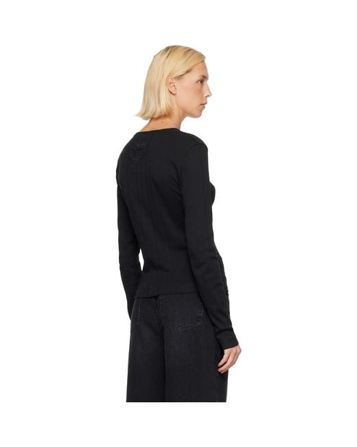 Ganni Black Pointelle Cardigan