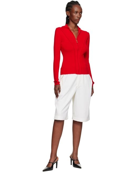 Victoria Beckham White Off- Tab Detail Shorts