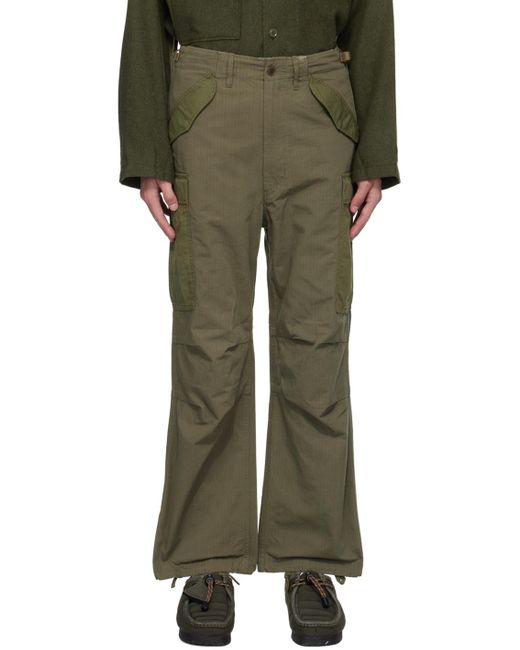 Nanamica Green Pleated Cargo Pants for men