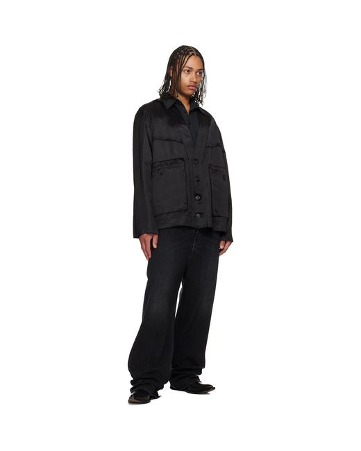 Maison Margiela Black Patchwork Satin Jacket for men