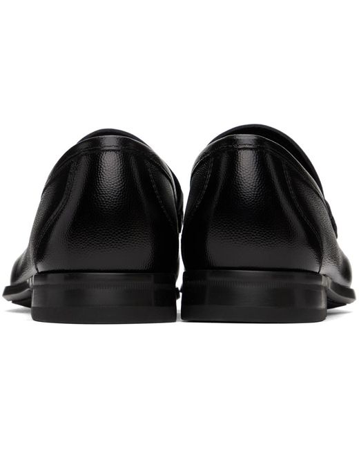 Ferragamo Black Gancini Ornament Loafers for men
