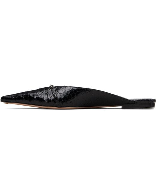 Tom Ford Black Printed Python Julianne Mule Flats