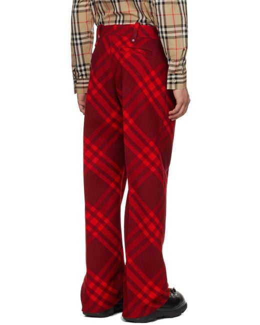 Burberry Red Check Trousers for men
