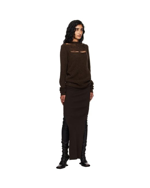 Rick Owens Black Concordians Sacriskirt Midi Skirt