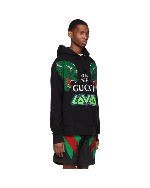 Gucci Loved Hooded Sweatshirt in Black for Men | Lyst