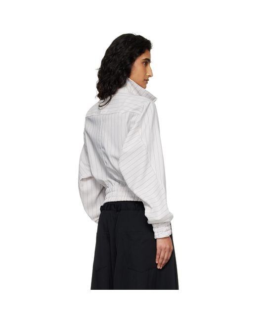 Y-3 White Off- Pinstripe Sport Uniform Jacket