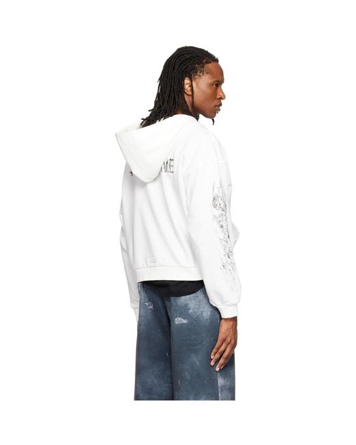 we11done White Lace Zip-Up Hoodie for men