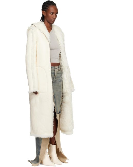 Rick Owens Black Off- Concordians Klaus Reversible Shearling Coat