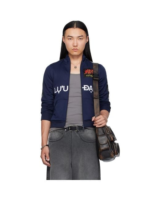 Lu'u Dan Blue Shrunken Track Jacket for men