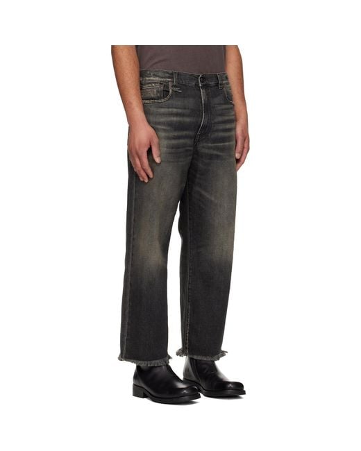 R13 Black Washed Boyfriend Jeans for men