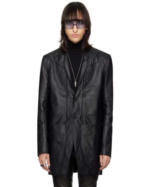 Rick Owens Black Lido Leather Jacket for men