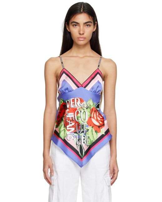 Versace Multicolor Roses Foulard Tank Top