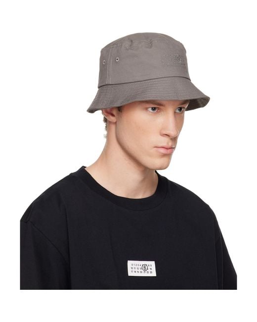 MM6 by Maison Margiela Gray Cotton Canvas Bucket Hat for men