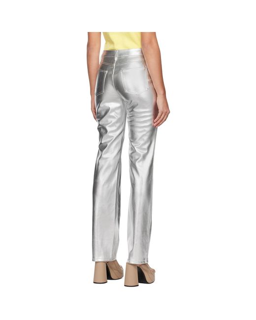 Staud Multicolor Silver Chisel Faux-leather Trousers