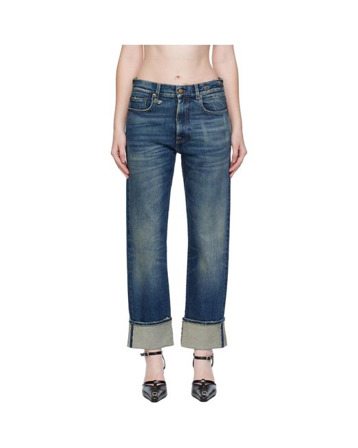 R13 Blue Cuffed Romeo Jeans