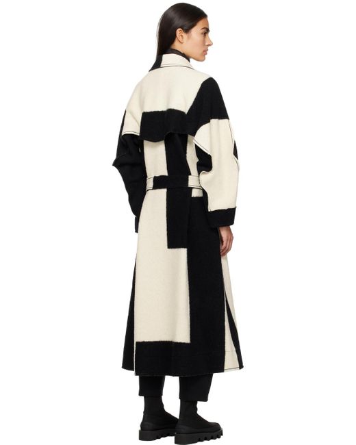 Issey Miyake White & Black Paneled Coat