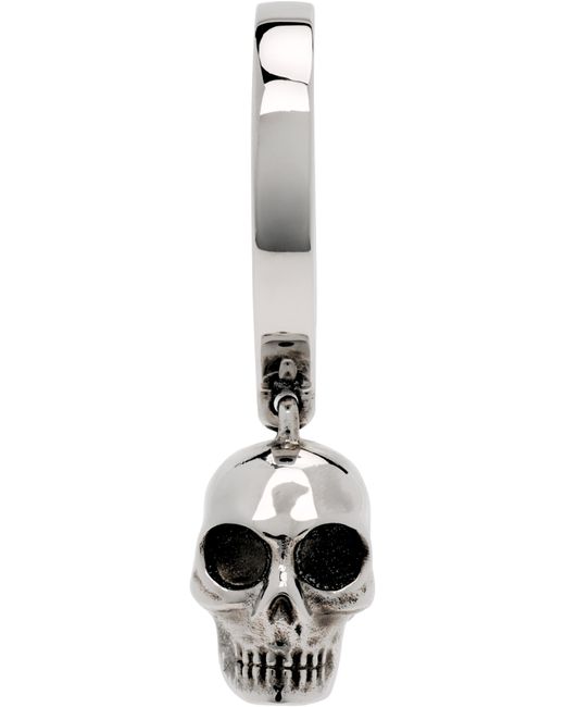 Boucle D'Oreille À Anneau Unique À Breloque De Crâne Alexander McQueen pour homme en coloris Black