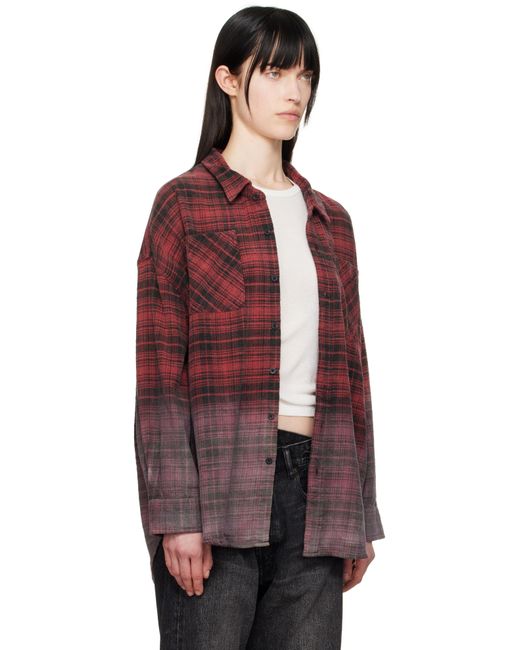 R13 レッド Drop Neck ワークシャツ Red