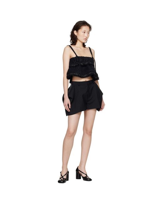 Sacai Black Chalk Stripe Shorts