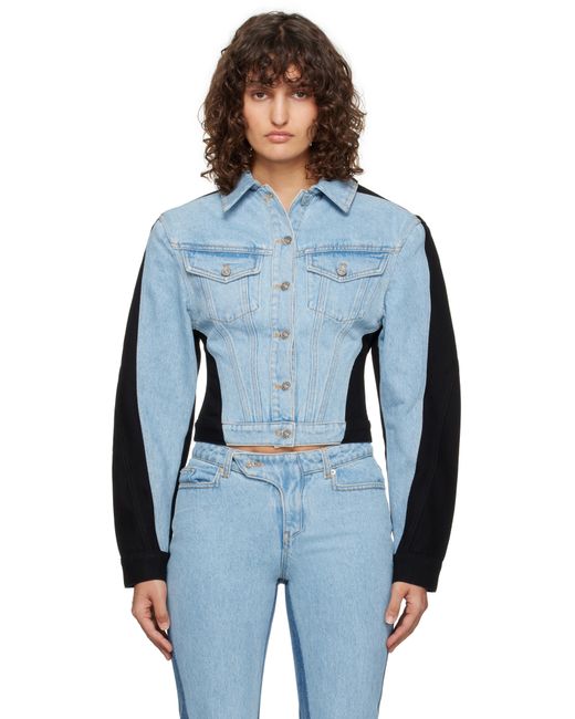 Mugler Blue Bi-Color Denim Jacket