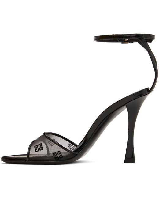 Sandales à talon aiguille noires en filet à motif 4g Givenchy en coloris Black