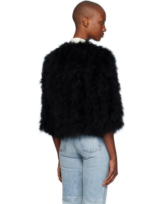 Yves Salomon Black Cropped Feather Jacket