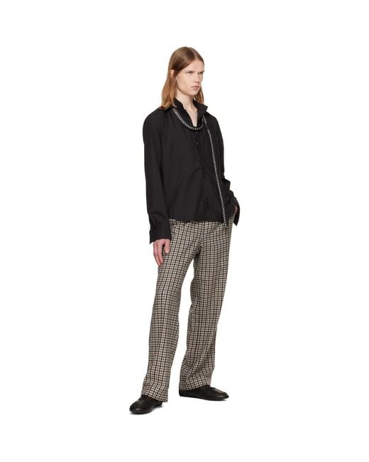 AV VATTEV Black Detachable Collar Scarf Shirt for men