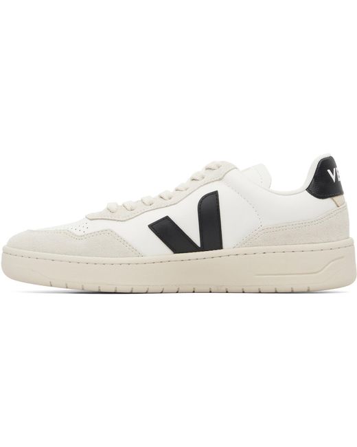 Veja Black Off- V-90 Leather Sneakers for men