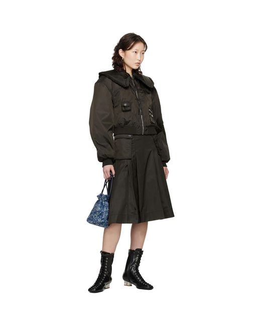 Ganni Black Duchesse Nylon Bomber Jacket