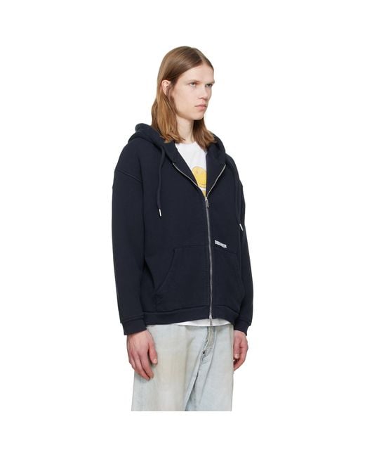 DSquared² Blue Logo Boyfriend Fit Zipped Hoodie for men