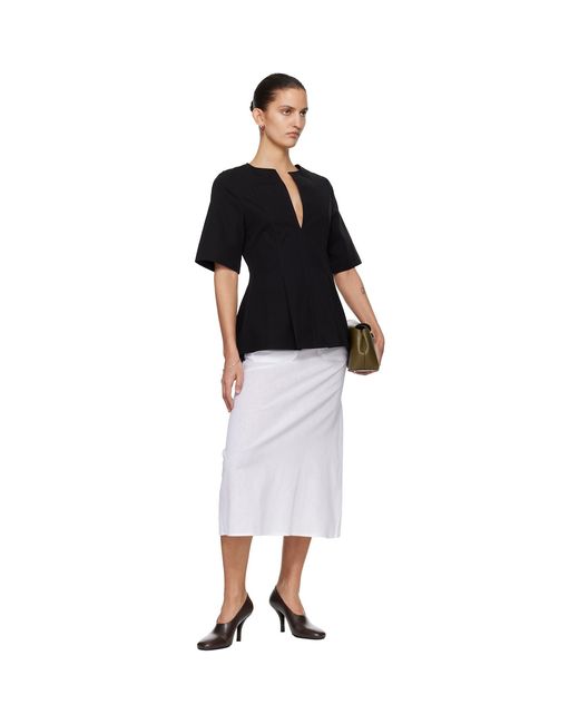 Totême White Tie-Waist Midi Skirt