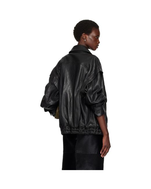 Nour Hammour Black Micah Leather Bomber Jacket