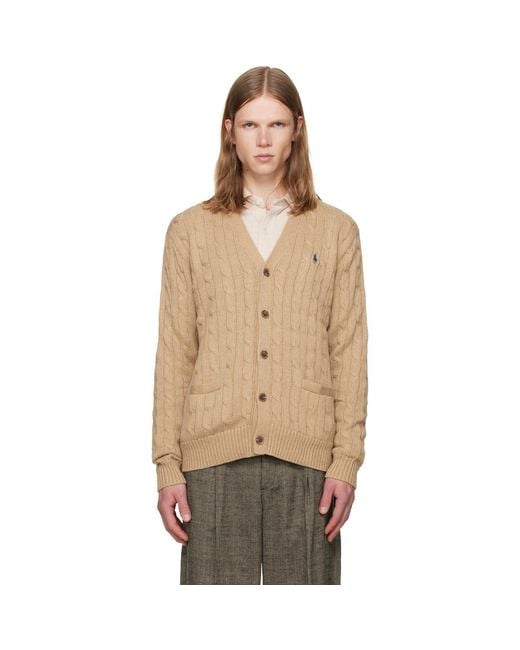 Polo Ralph Lauren Natural Tan Cable-Knit Cotton Cardigan for men